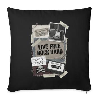 Live Free Rock Hard - Vintage Rock Music - Sofa pillowcase 17,3'' x 17,3'' (45 x 45 cm) - black - Front