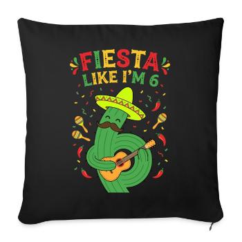 Fiesta Like I'm 6 Kaktus - Sofakissenbezug 45 x 45 cm - Schwarz - Vorne