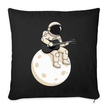 Astronaut with guitar on the moon, space music - Sofa pillowcase 17,3'' x 17,3'' (45 x 45 cm) - black - Front
