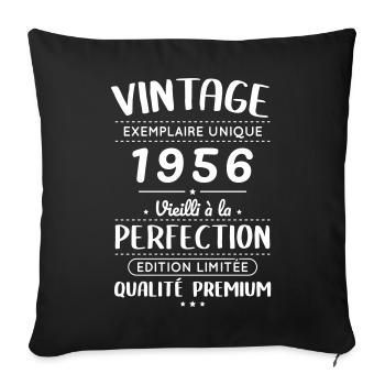 1956 – Vintage – Vieilli à la perfection - Housse de coussin décorative 45 x 45 cm - noir - Devant