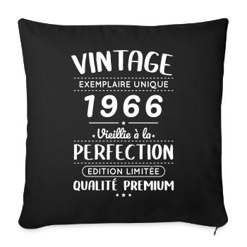 1966 – Vintage – Vieillie à la perfection - Housse de coussin décorative 45 x 45 cm - noir - Devant