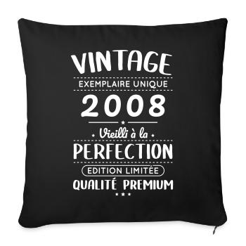 2008 – Vintage – Vieilli à la perfection - Housse de coussin décorative 45 x 45 cm - noir - Devant