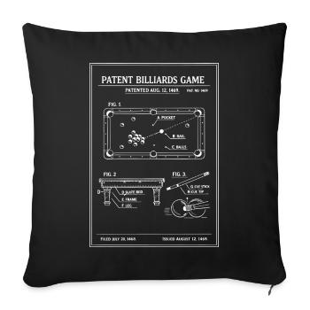Plan du billard breveté - Housse de coussin décorative 45 x 45 cm - noir - Devant