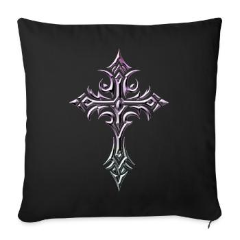 Crimson Lilac Ornate Cross - Sofa pillowcase 17,3'' x 17,3'' (45 x 45 cm) - black - Front