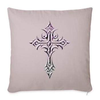 Crimson Lilac Ornate Cross - Sofa pillowcase 17,3'' x 17,3'' (45 x 45 cm) - light taupe - Front