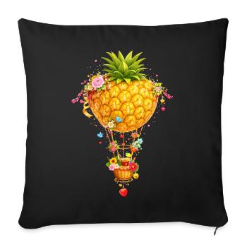 Ananas-Heißluftballon Fantasie  - Sofakissenbezug 45 x 45 cm - Schwarz - Vorne