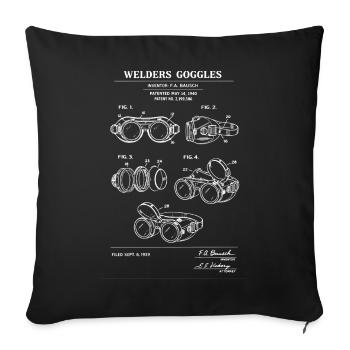 Patentblaupause: Schweißbrille - Sofakissenbezug 45 x 45 cm - Schwarz - Vorne