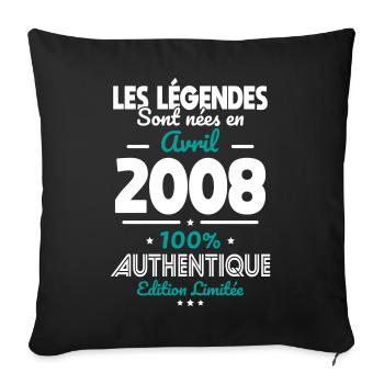 18th Birthday - Legends Born April 2008 - Sofa pillowcase 17,3'' x 17,3'' (45 x 45 cm) - black - Front