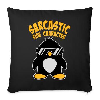 Penguin Sarcastic Side Character Sunglasses Logo - Sofa pillowcase 17,3'' x 17,3'' (45 x 45 cm) - black - Front