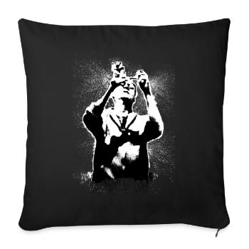 Black and white silhouette of despair - Sofa pillowcase 17,3'' x 17,3'' (45 x 45 cm) - black - Front