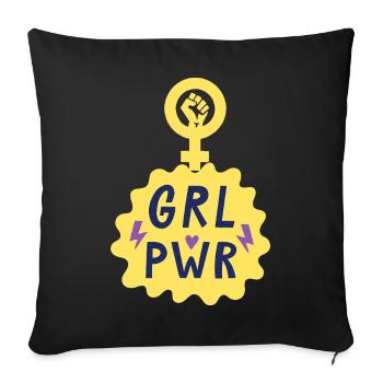 Design féminin, fort, bruyant et confiant ! - Housse de coussin décorative 45 x 45 cm - noir - Devant
