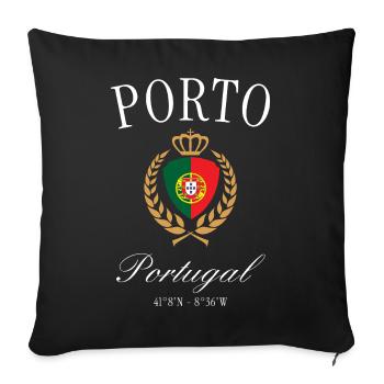 Porto Portugal Wappen Krone – Reise Souvenir - Sofakissenbezug 45 x 45 cm - Schwarz - Vorne