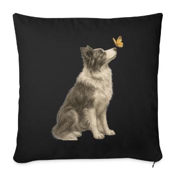 Australian Shepherd Dog Nature Illustration - Sofa pillowcase 17,3'' x 17,3'' (45 x 45 cm) - black - Front