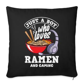 Boy Loves Ramen And Gaming Headset - Sofa pillowcase 17,3'' x 17,3'' (45 x 45 cm) - black - Front