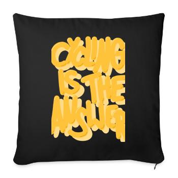 Le vélo est la réponse jaune - Housse de coussin décorative 45 x 45 cm - noir - Devant
