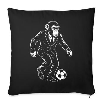 Singe Élégant joue au football - Housse de coussin décorative 45 x 45 cm - noir - Devant
