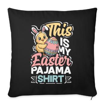 Joyeuse Pâques, douce chasse aux œufs du lapin, œufs de Pâques - Housse de coussin décorative 45 x 45 cm - noir - Devant