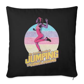 Funny 80s Fitness Overthinking T-Shirt - Jumping - Sofa pillowcase 17,3'' x 17,3'' (45 x 45 cm) - black - Front