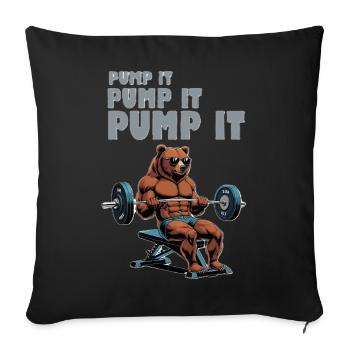 Powerbär im Fitness-Look - Sofakissenbezug 45 x 45 cm - Schwarz - Vorne