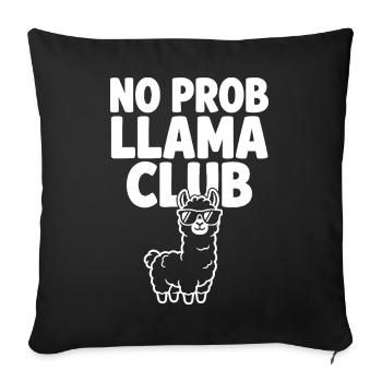 No Prob Llama Club avec des lunettes de soleil cool - Housse de coussin décorative 45 x 45 cm - noir - Devant