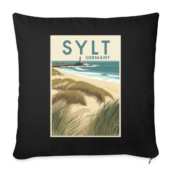 Sylt Germany | Vintage Beach Travel Poster - Sofakissenbezug 45 x 45 cm - Schwarz - Vorne