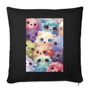 Adorable multicolored plush toys - Sofa pillowcase 17,3'' x 17,3'' (45 x 45 cm) - black - Front