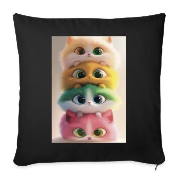 Stacked Rainbow Plush Cats - Sofa pillowcase 17,3'' x 17,3'' (45 x 45 cm) - black - Front