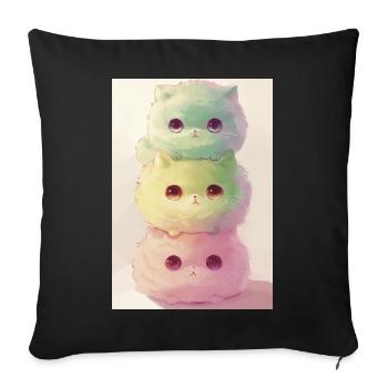 Pastel Cat in Rainbow Pile - Sofa pillowcase 17,3'' x 17,3'' (45 x 45 cm) - black - Front