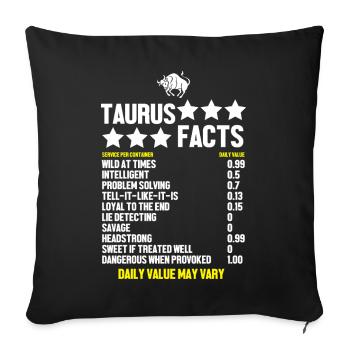Zodiac sign Taurus - Sofa pillowcase 17,3'' x 17,3'' (45 x 45 cm) - black - Front