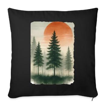Vintage Forest Sunset Watercolor - Sofa pillowcase 17,3'' x 17,3'' (45 x 45 cm) - black - Front
