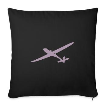 Sky Glider: Silhouette of a glider - Sofa pillowcase 17,3'' x 17,3'' (45 x 45 cm) - black - Front