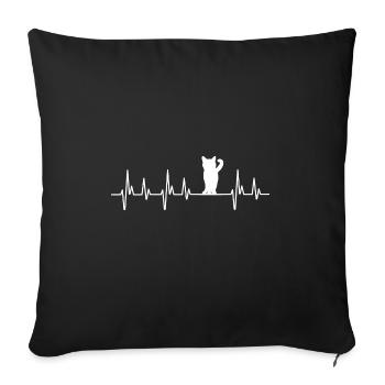 Katze Heartbeat Herzschlag EKG Katzendame Cat Cats - Sofa pillowcase 17,3'' x 17,3'' (45 x 45 cm) - black - Front