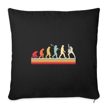 Human Evolution Guitar Band Retro Vintage - Housse de coussin décorative 45 x 45 cm - noir - Devant