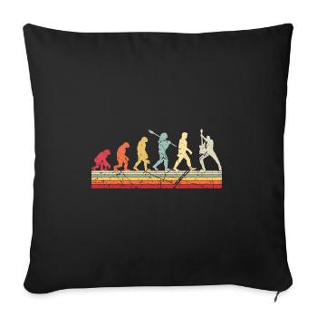 Human Evolution Guitar Band Retro Vintage - Housse de coussin décorative 45 x 45 cm - noir - Devant