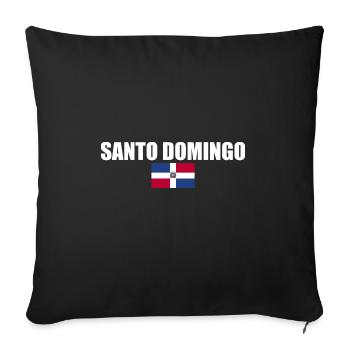 Drapeau dominicain de Santo Domingo Dom Rep - Housse de coussin décorative 45 x 45 cm - noir - Devant