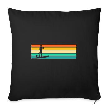 Rétro Stand Up Paddle - Housse de coussin décorative 45 x 45 cm - noir - Devant