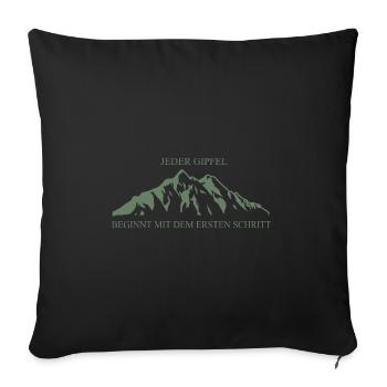 Klassische Berglandschaft: Jeder Gipfel beginnt - Sofakissenbezug 45 x 45 cm - Schwarz - Vorne