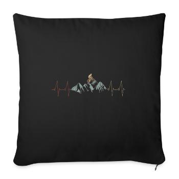 Vintage Heartbeat Biker Mountain Bike Cadeau de vélo de montagne - Housse de coussin décorative 45 x 45 cm - noir - Devant