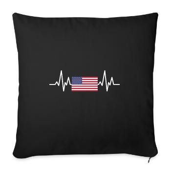 Mon cœur bat pour les Etats Unis - Housse de coussin décorative 45 x 45 cm - noir - Devant