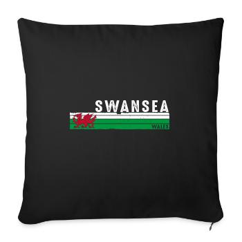 Swansea Wales Coastal Charm - Sofa pillowcase 17,3'' x 17,3'' (45 x 45 cm) - black - Front