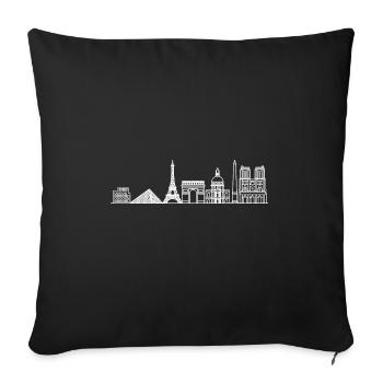 Skyline von Paris in Weiß mit Details - Sofakissenbezug 45 x 45 cm - Schwarz - Vorne