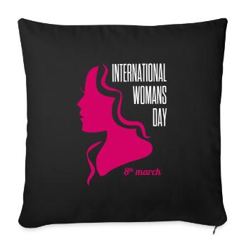 Journée internationale de la femme 8 mars - Housse de coussin décorative 45 x 45 cm - noir - Devant