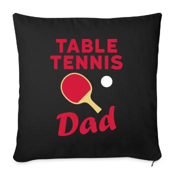 Tennis de table papa, raquettes de tennis de table, tennis de table - Housse de coussin décorative 45 x 45 cm - noir - Devant