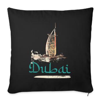Illustration hotel Burj Al-Arab, icone de Dubai - Housse de coussin décorative 45 x 45 cm - noir - Devant