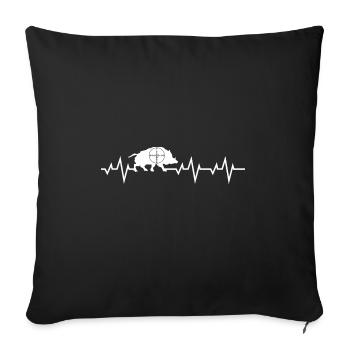 Chasse au sanglier chasseur sanglier - Housse de coussin décorative 45 x 45 cm - noir - Devant