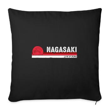 Vintage Retro Nagasaki Japan for Asia Lover Men - Sofa pillowcase 17,3'' x 17,3'' (45 x 45 cm) - black - Front