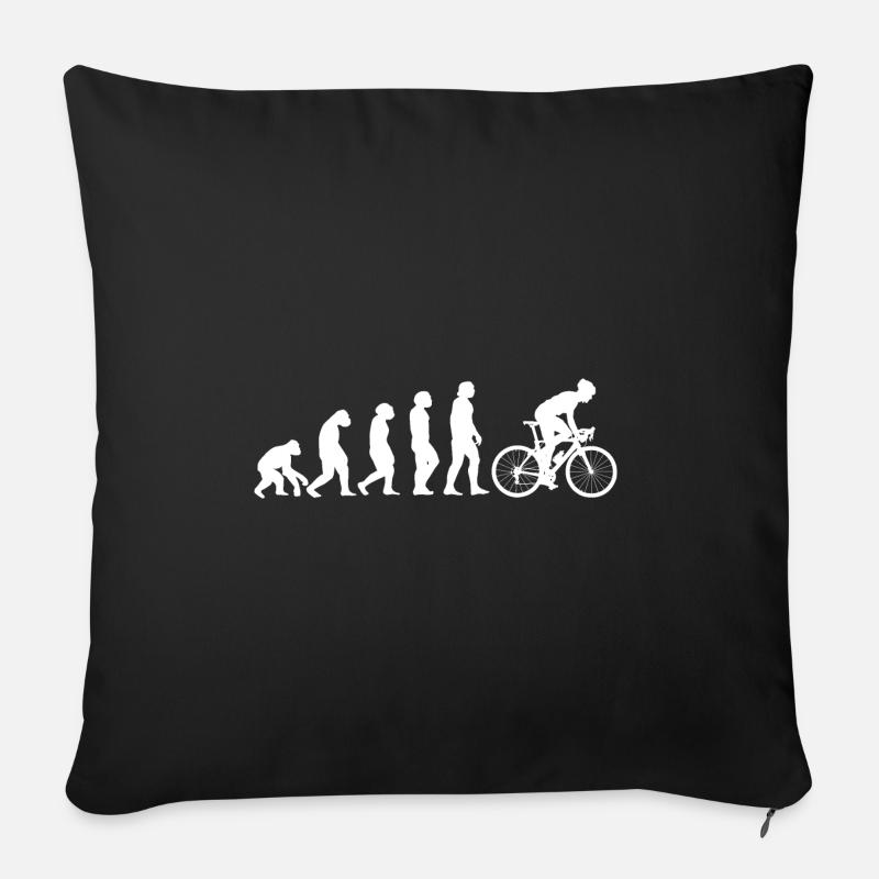Fahrrad - Evolution vom Urmenschen zum Radfahrer - Sofakissenbezug 45 x 45 cm - Schwarz
