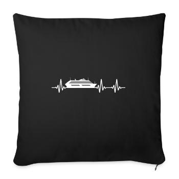 Herzschlag Segeln Segelsport Bootsliebe Herz EKG S - Sofakissenbezug 45 x 45 cm - Schwarz - Vorne