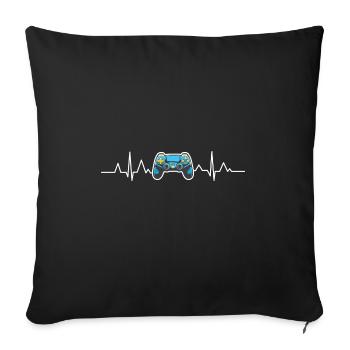 Computer Herzschlag Zocken Pc Zocker Gaming - Sofakissenbezug 45 x 45 cm - Schwarz - Vorne