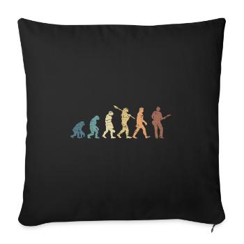 Human Evolution Guitar Band Retro Vintage - Housse de coussin décorative 45 x 45 cm - noir - Devant